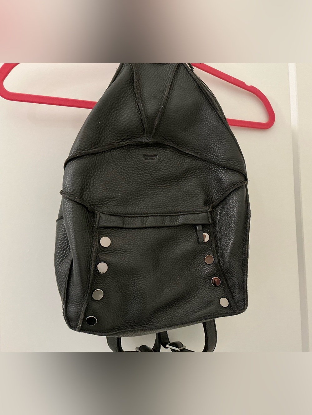 Hammitt Black Leather Backpack with Silver Studs